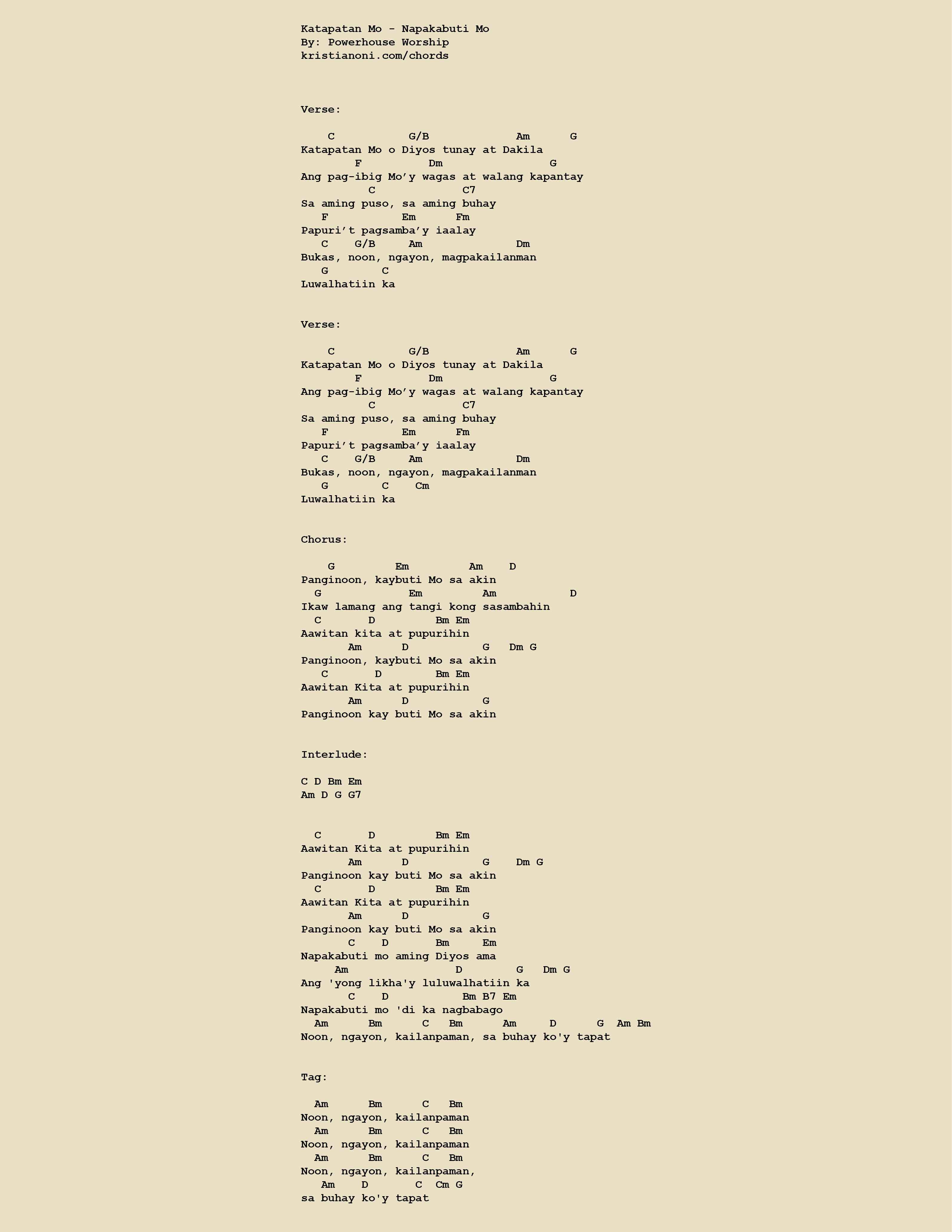 Katapatan Mo - Napakabuti Mo Chords