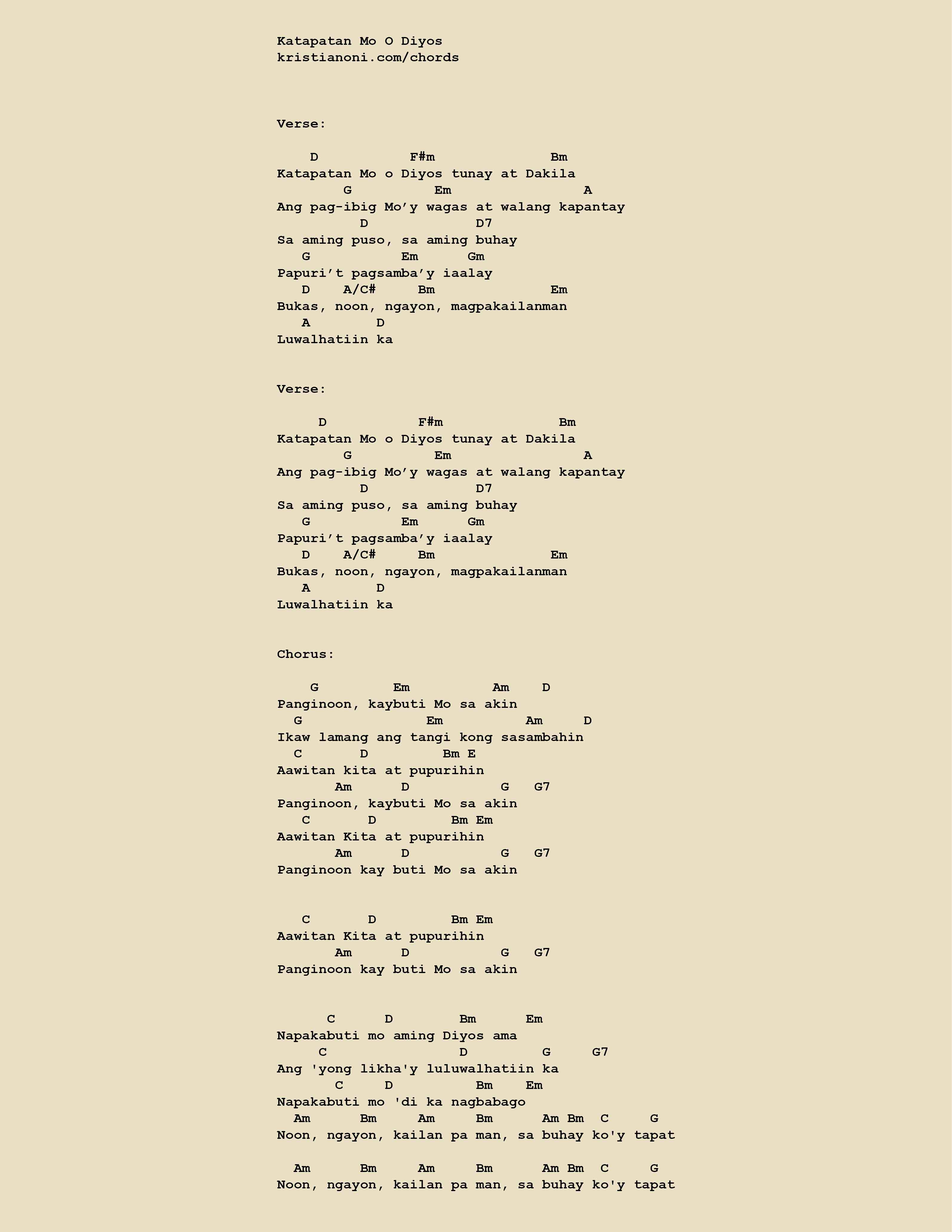 Katapatan Mo O Diyos Chords