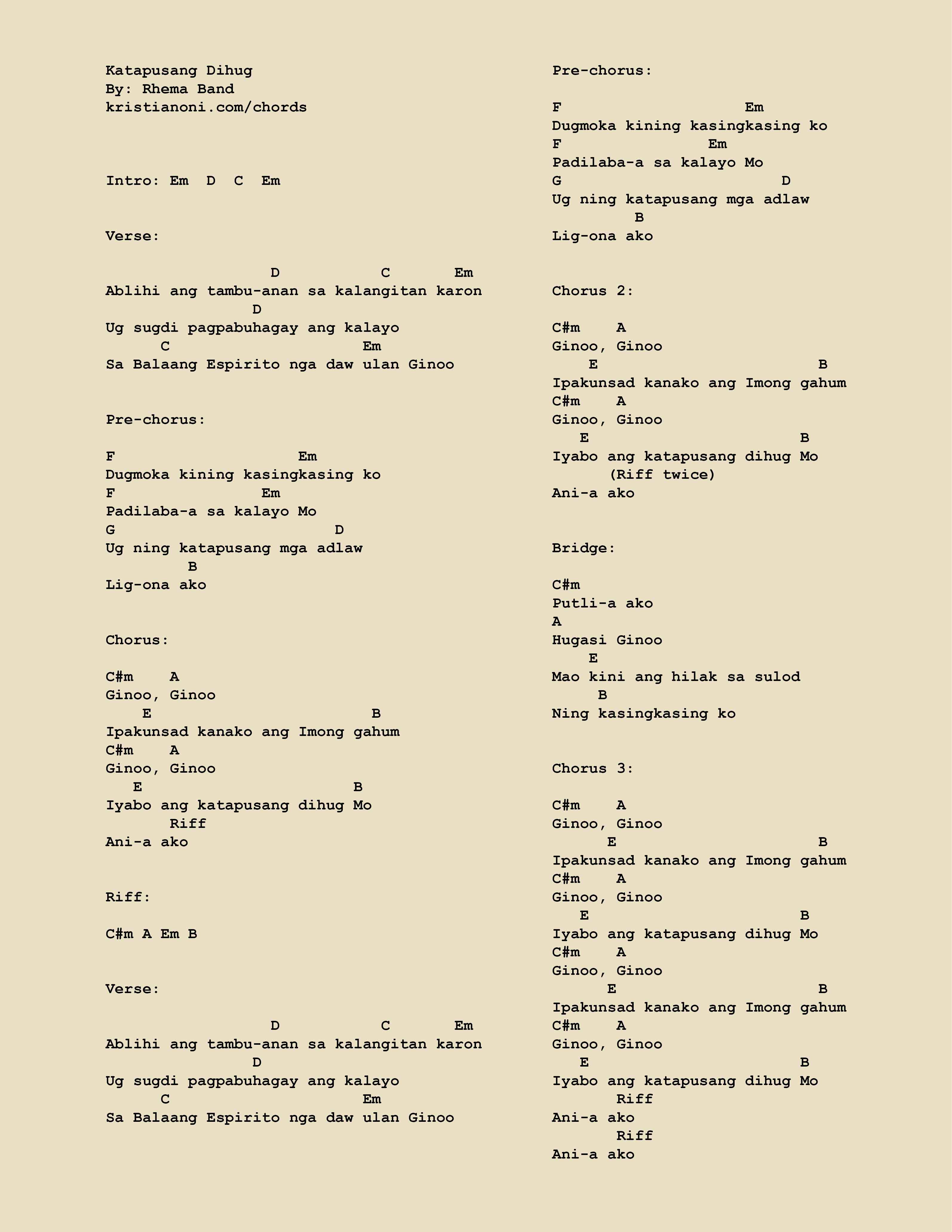 Katapusang Dihug Chords