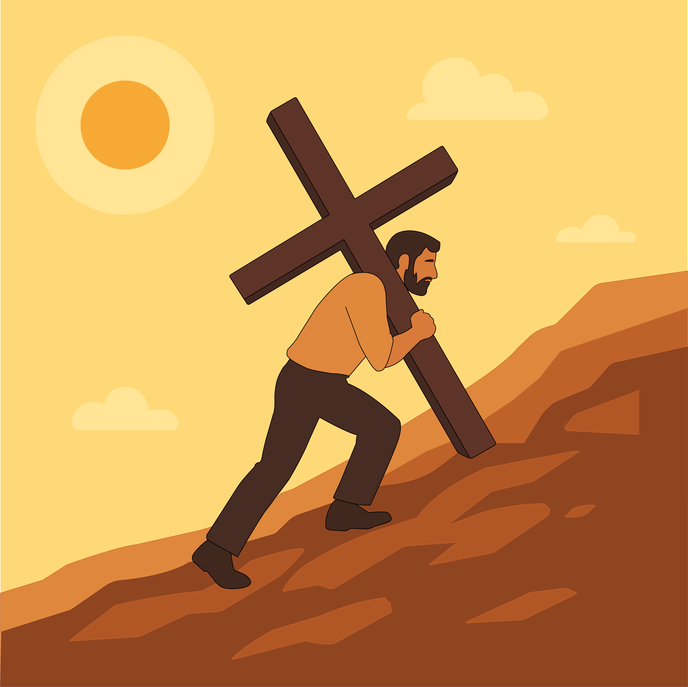 Man Climbing with Cross