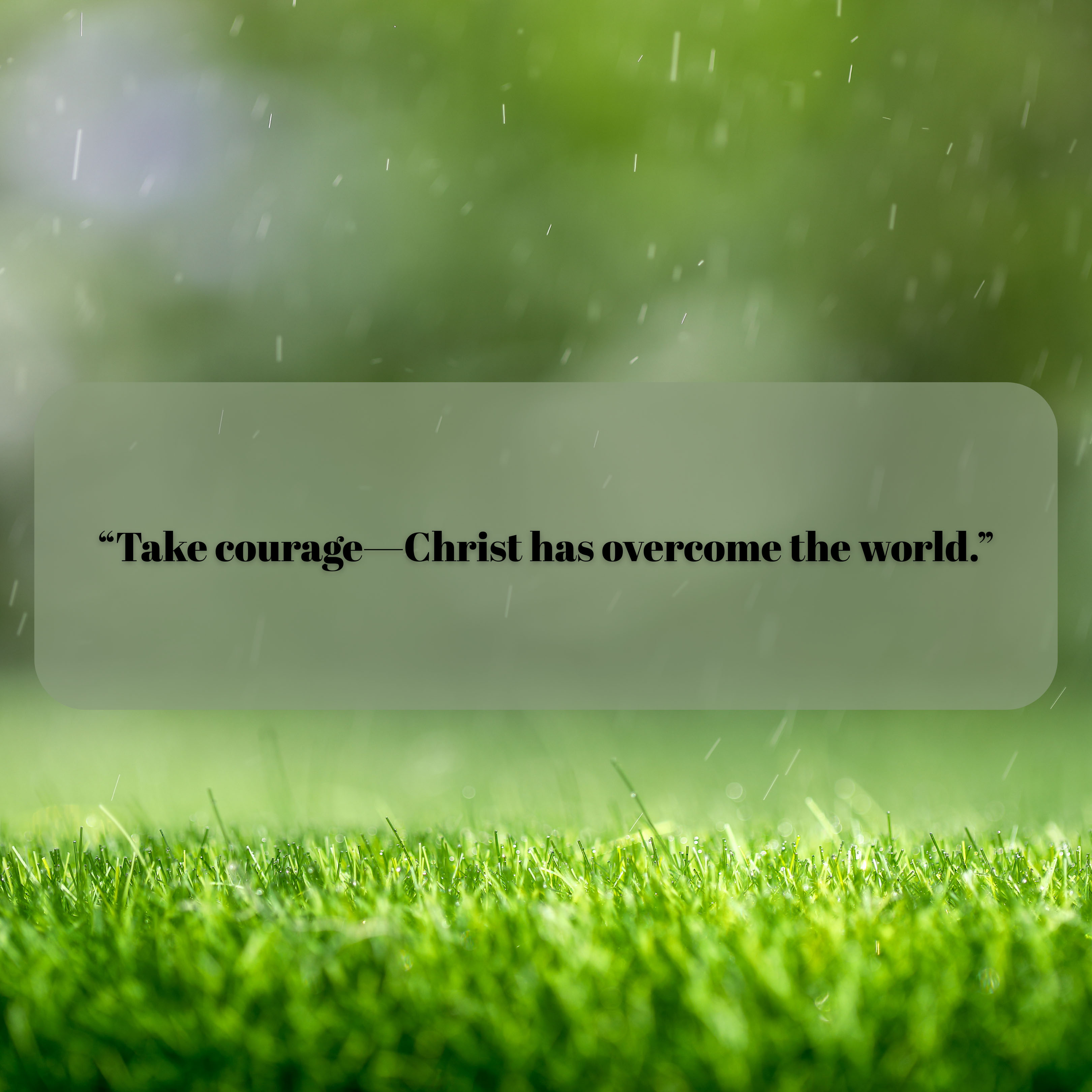 Take courage Christ has overcome the world
