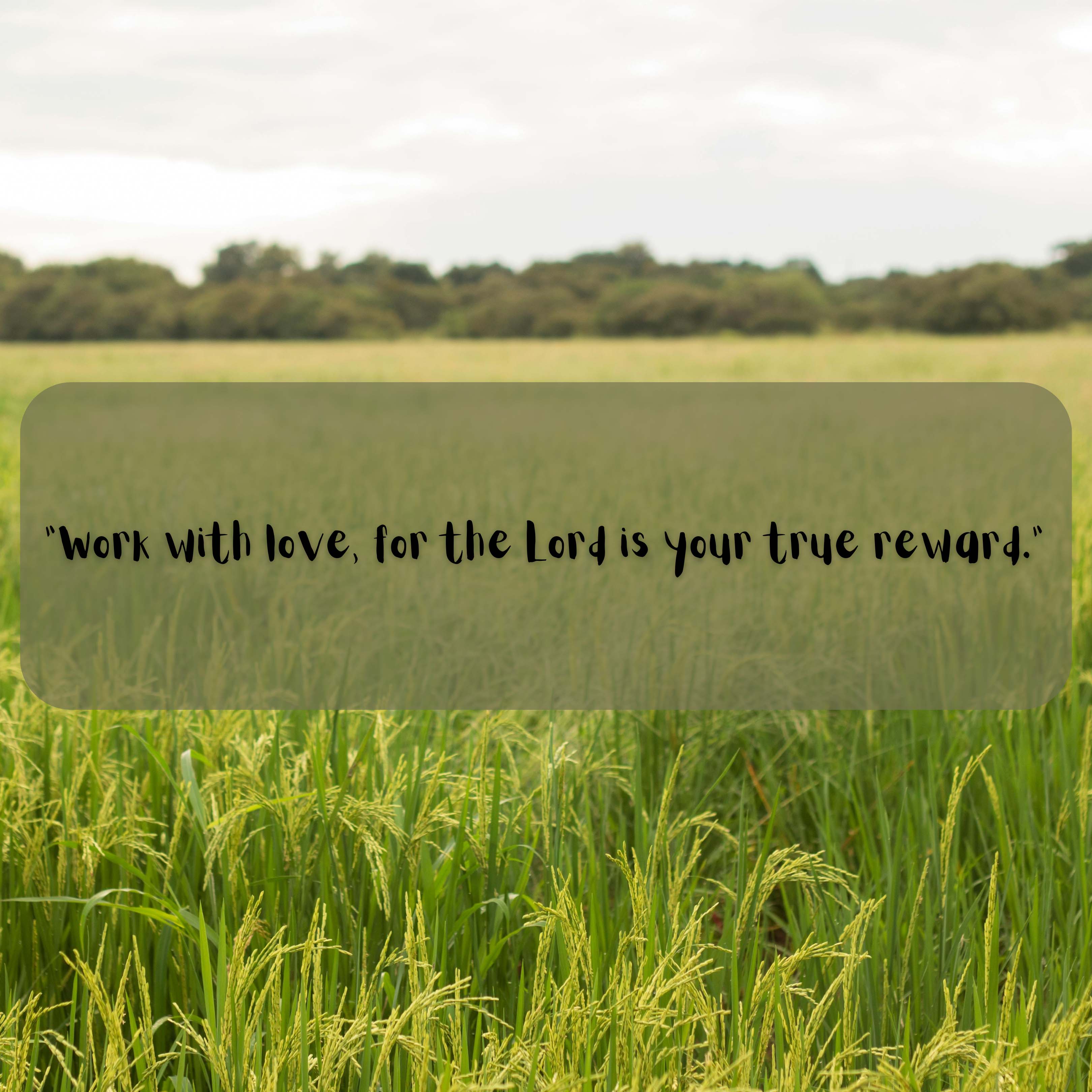 Work with love, for the Lord is your true reward